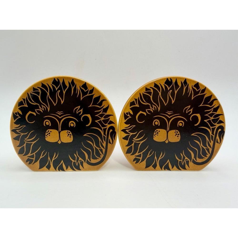 Vintage Carlton Ware Leo Lion Salt Pepper Shakers MCM 1960s England Ceramic Orb